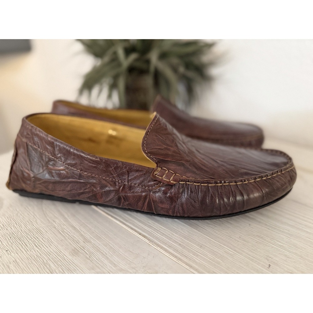 Tonini Lamborghini Brown Leather Driving Loafers Sz 9.5 Men 43 Slip On Moccasin
